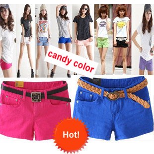 Free Shipping - Women's summer cotton shorts, short pants, lady's shorts, candy color shorts (15 colors, MOQ: 5pcs)