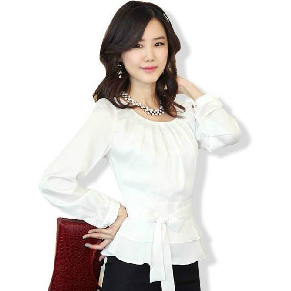 Free shipping women's summer Fashion chiffon shirt , Long SleeveChifffon  blouses for women 2012,plus size   S M L XL XXL