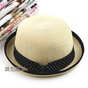 Free shipping Women's sun hat beach sunbonnet bucket hats straw braid strawhat fedoras