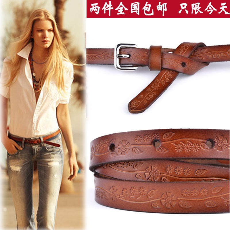 Free Shipping Women's tieclasps strap belt female genuine leather fashion all-match belt genuine leather strap