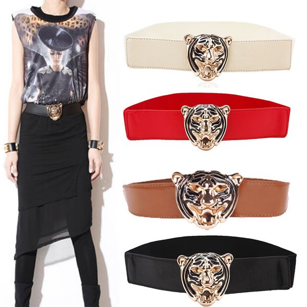 Free shipping women's tiger head  gold and leather belts,wide cinch belts, Leather western Waistband  belts.JB-1