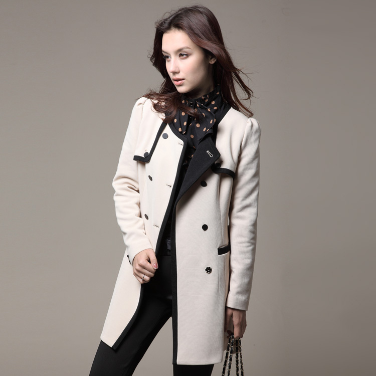 free shipping,  women's trench female outerwear autumn and winter medium-long double breasted trench outerwear 2988