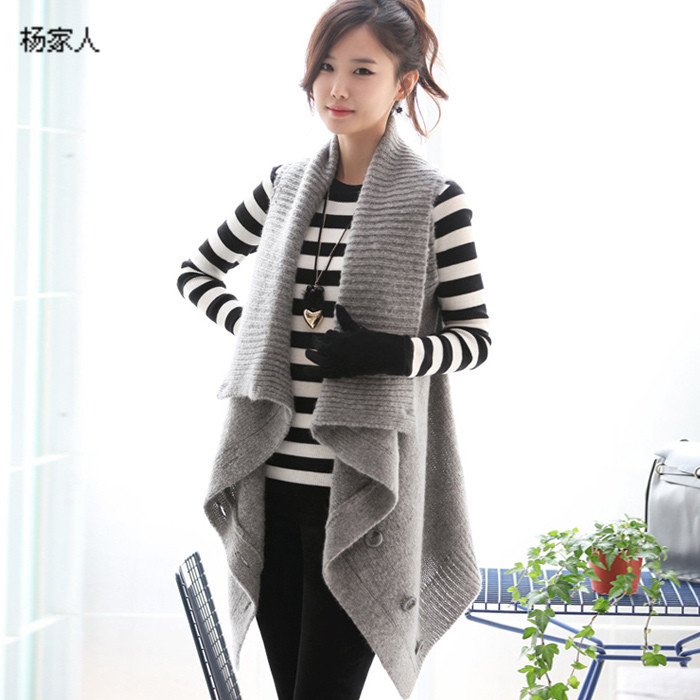 Free shipping Women's vest yarn sweater casual sweater vest irregular cardigan vest