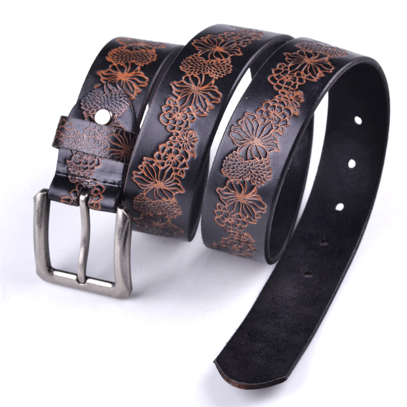 Free shipping Women's wide belt first layer of cowhide vintage carved kindredship leather strap casual all-match wide strap 7145