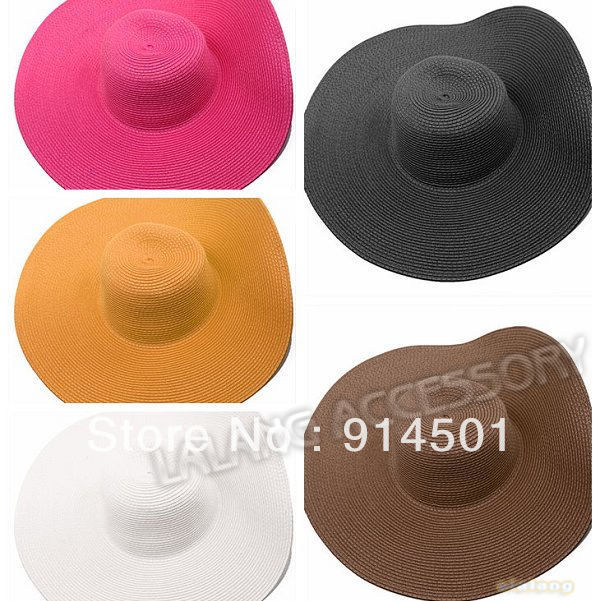 Free Shipping women's Wide Large Hats 1 piece/lot Staw Blended Beach Cap Summer Sun Hat 5 Colors Avaliable 651141-651145