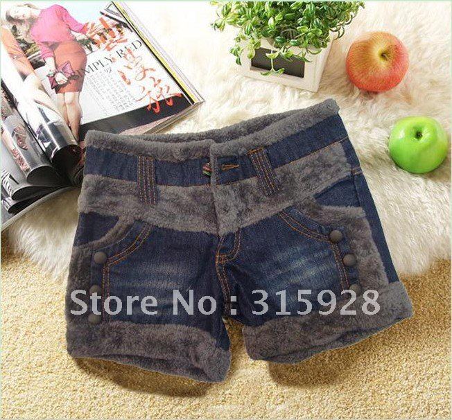 Free Shipping Women 's winter Flanging flash shorts / pants / trousers / Jeans Shorts 105 coats dresses