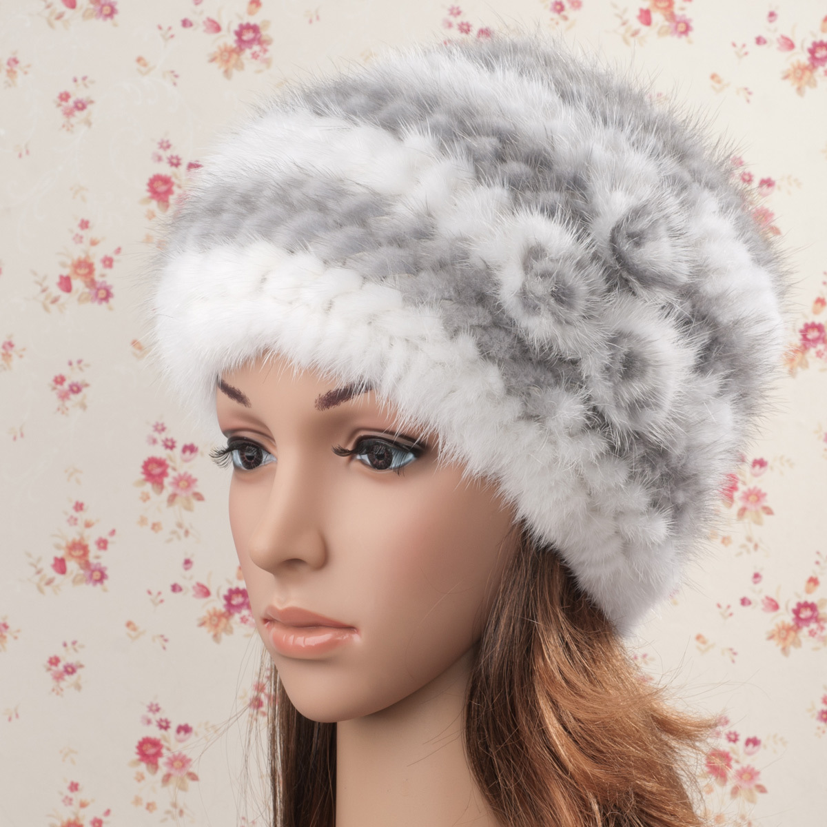 Free Shipping Women's winter mink hat knitted beret thermal fur hat winter cap