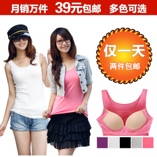 free shipping Women's wireless bra straps pad cup vest one piece bra-t lycra cotton sports yoga nursing underwear