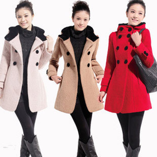 Free shipping! Women's woolen outerwear slim cashmere overcoat with a hood double breasted trench tr 2000
