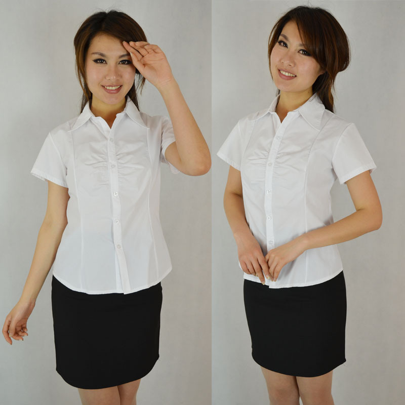 Free shipping Women's work wear fashion set women's work wear short-sleeve shirt white skirt