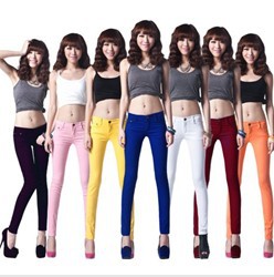 Free Shipping Women Sexy Candy Colors Pencil Pants Slim Fit Skinny Stretch Jeans Trousers Hot