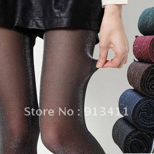 Free Shipping!Women Sexy Dazzle colour silver silk stockings bag core silk stockings Silver green socks