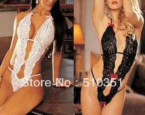 Free shipping Women Sexy lingerie Sexy underwear women lady dress Lace Jumpsuits White Black