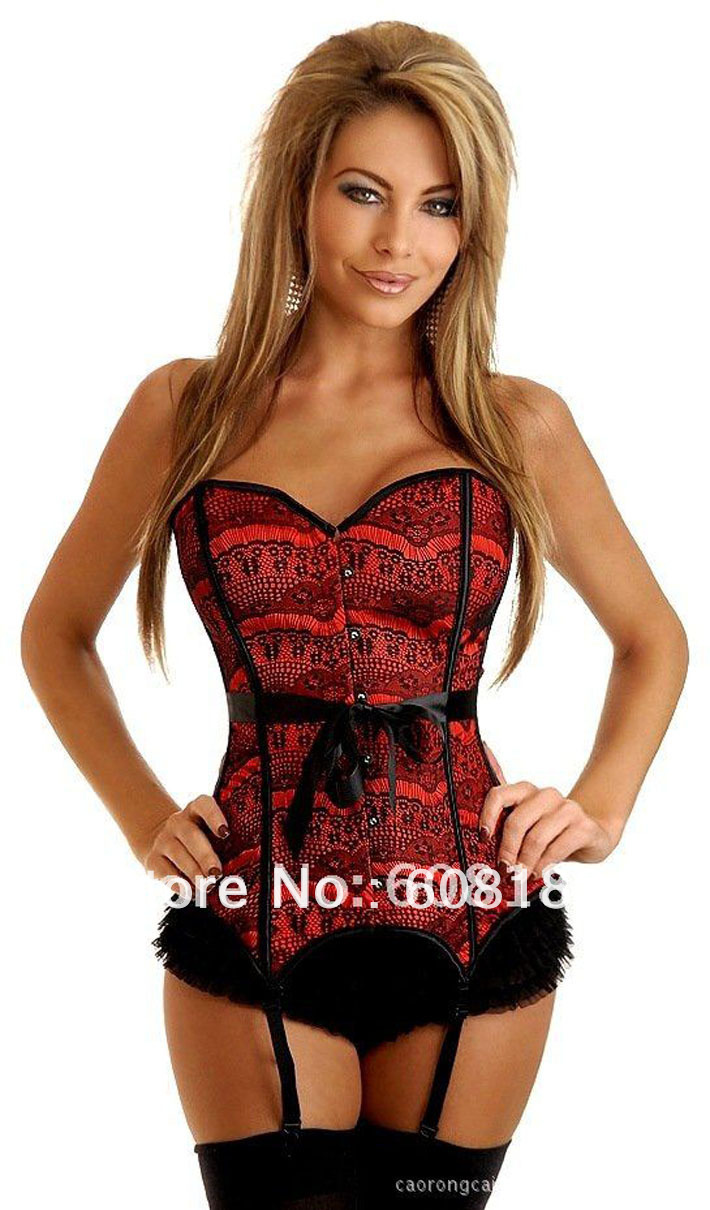 Free Shipping women shaper satin Sexy Lingerie casual corset red 1708