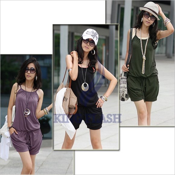 free shipping Women Sleeveless Romper Short Jumpsuit overall Scoop Fashion