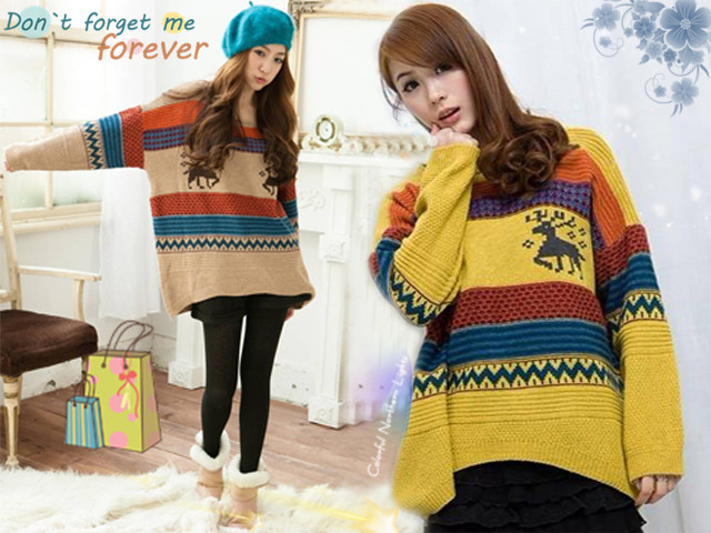 free shipping women sweater wool long sleeve stripe ladies casual dress wholesale price