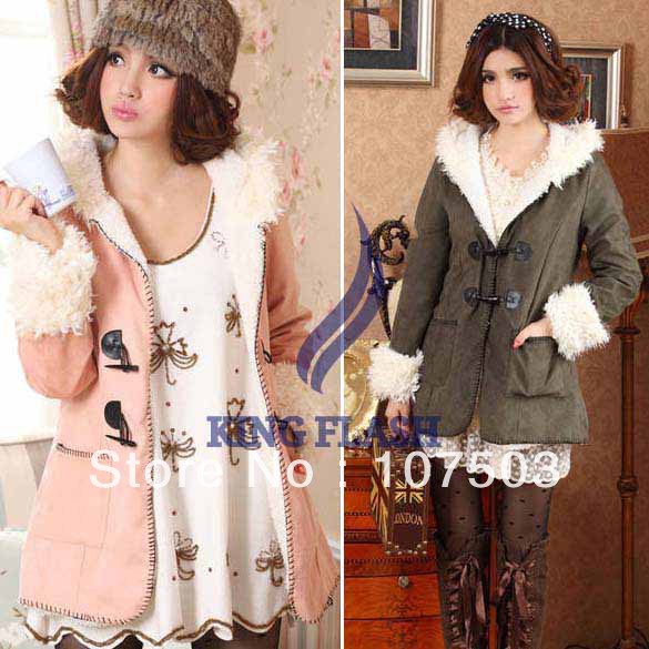 Free shipping Women Vintage Fleece Hooded Duffle woolen Coat Pocket Jacket Trench Hoodies Sweats Coat 3 Colors 9163