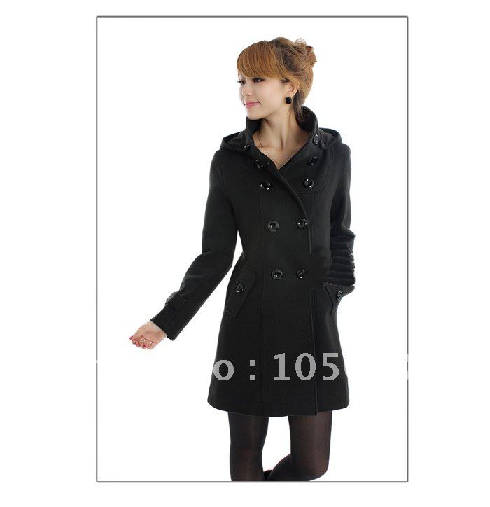 Free shipping Women winter new fashion double-breasted wool coat outerwear overcoat long trench coats winter clothes