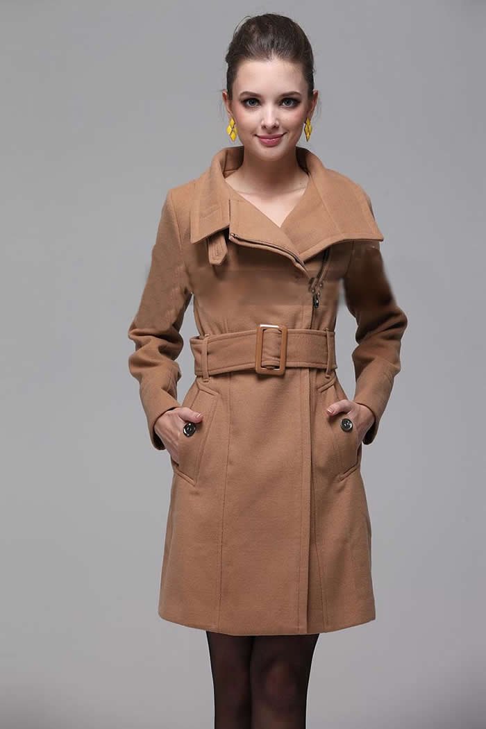 Free shipping women wool coat long overcoat winter outerwear jacket warm thick military trench coat zipper padded parka