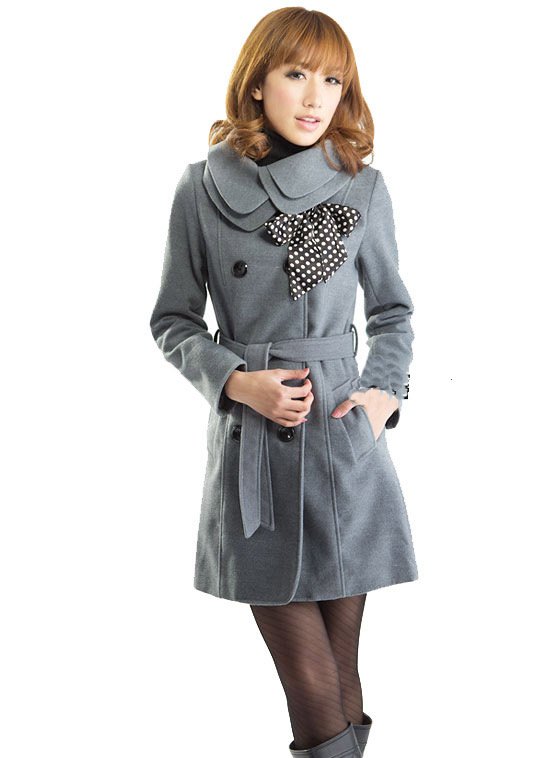 Free shipping Women wool coat Slim fit trench coat winter outerwear lady double breasted long overcoat  2013 new fashion