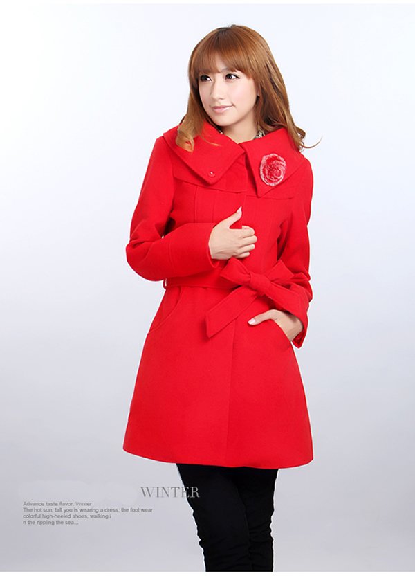 Free shipping Women wool coat trench coat winter outerwear overcoat outdoor jacket office lady wind coat 2012 new fashion