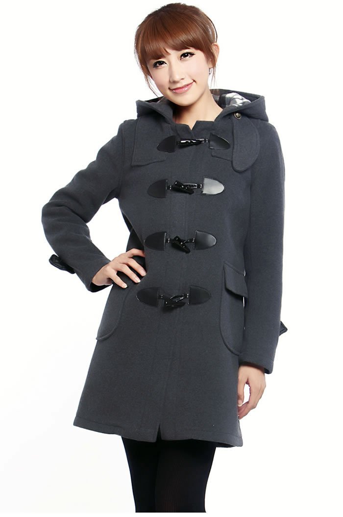 Free shipping women wool coats hot fashion slim outdoor overcoat winter clothes trench coat lady jacket with horn button
