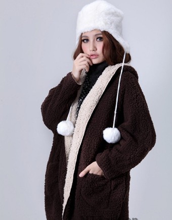 Free shipping womens autumn and winter casual two side jacket coat with a hood outwear clothing