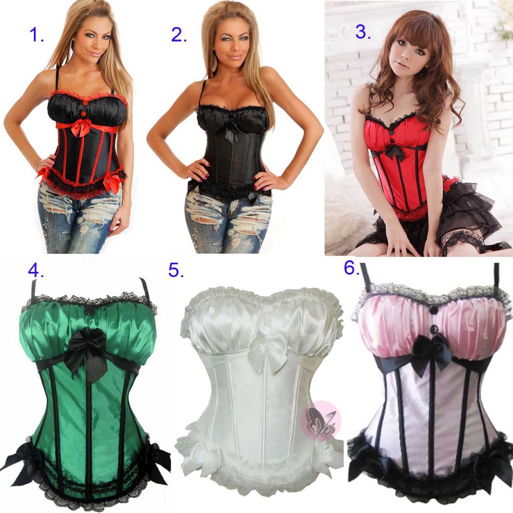 Free shipping Womens Corset sexy lingerie Elegant Black and Red Corset with G-string Wholesale & Retail 6125