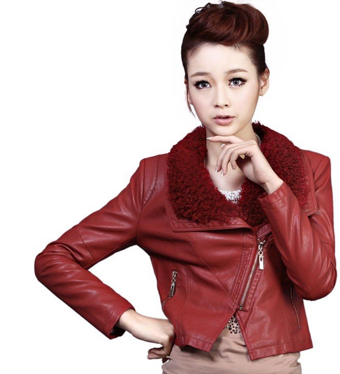 Free shipping! Womens Winter leather Jacket Short Coat Outerwear Fur Clothing Sexy Ladies Faux Leather Jacket 1325