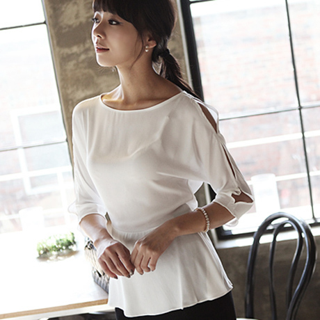 free shipping Wood 2013 summer new arrival women t-shirt female strapless chiffon slim medium-long shirt ym20