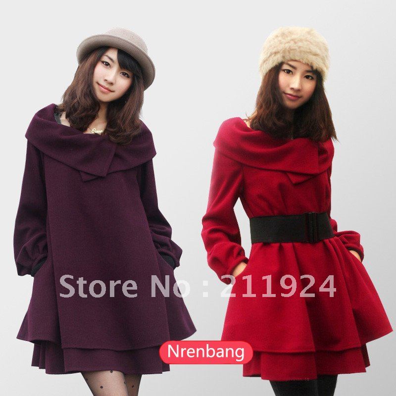 Free shipping wool coat winter outerwear women's wool coat trench slim cloak female
