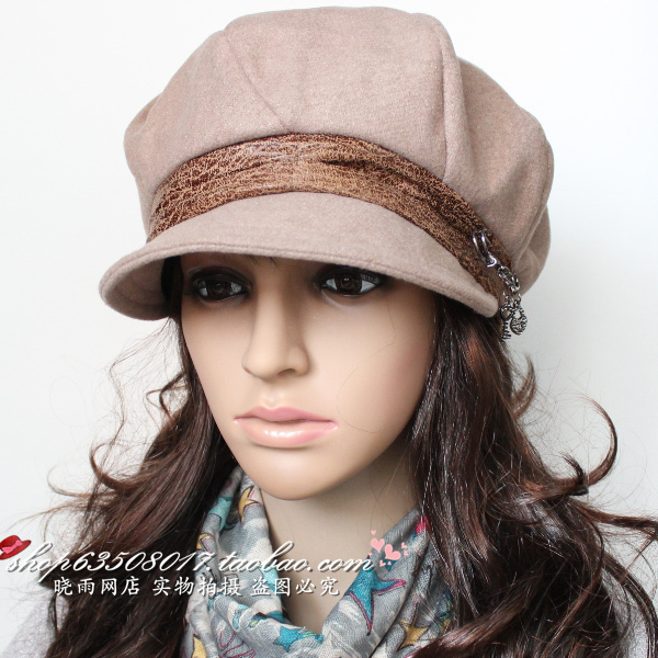 free shipping Woolen cap autumn winter female casual cap octagonal cap princess hat women's hat