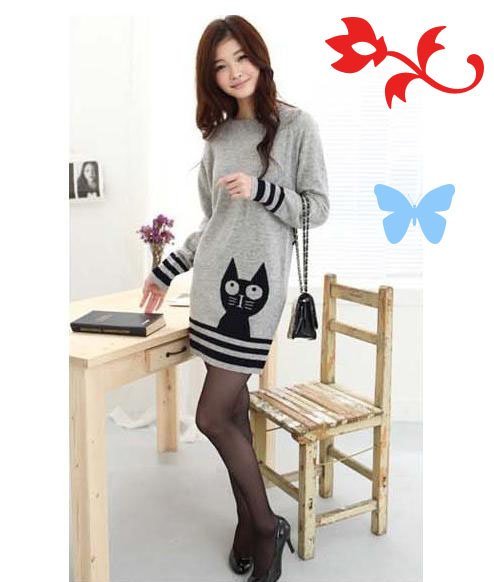 Free shipping woolen round collar knitwear,weave sweater,cat style sweater,women clothes