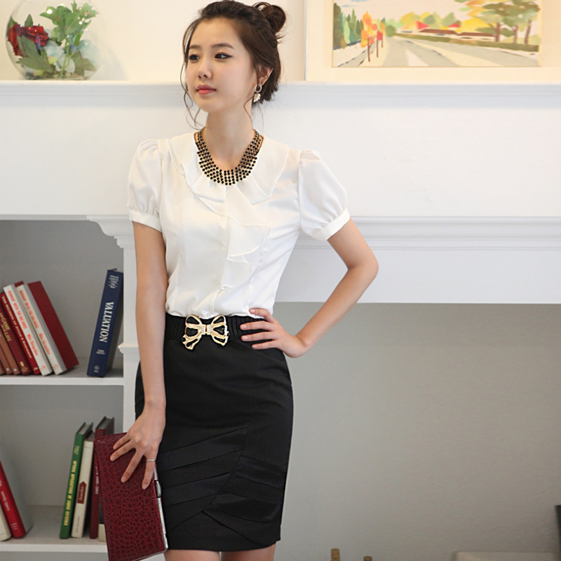 Free shipping Work wear women 2013 fashion shirt elegant gentlewomen set ol skirt