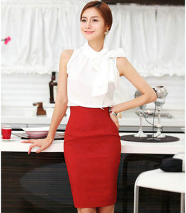 Free shipping Work wear women summer white collar set gentlewomen elegant work wear OL outfit dress set skirt