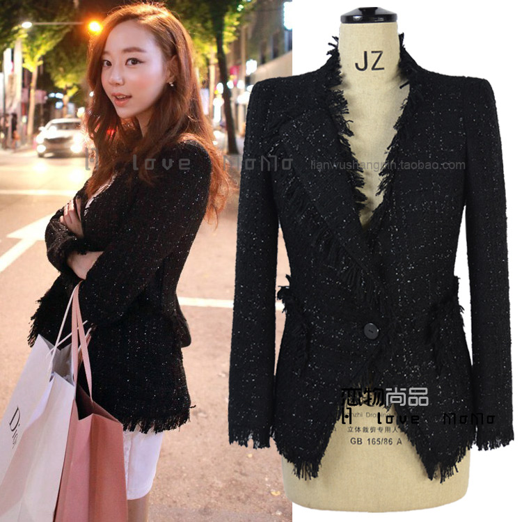 FREE SHIPPING  working jacket women Short jacket women thickening of small slim small dress tassel suit jacket female