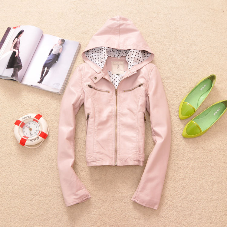 Free shipping! X-48 2012 women's polka dot lining fresh simple hooded short design small leather clothing - 0.71 single