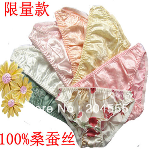 Free shipping! XXL plus size mulberry silk female panties female pure silk trigonometric panties