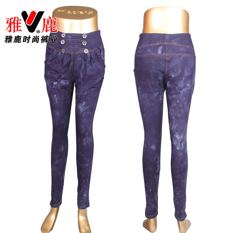 Free Shipping YALU female fashion casual jeans 6062 double breasted warm pants legs legging