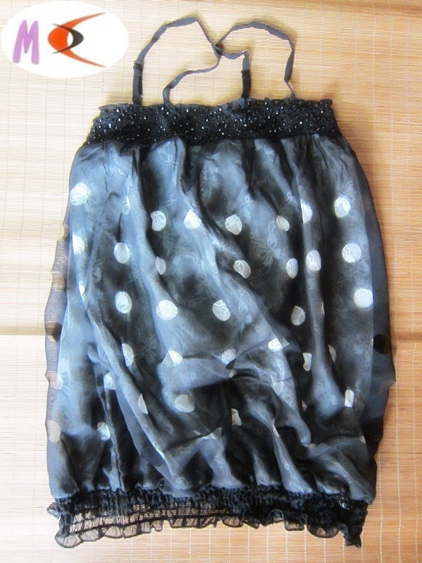 free shipping Yanerwo 2013 short-sleeve summer t-shirt loose polka dot sleeveless top strapless spaghetti strap chiffon