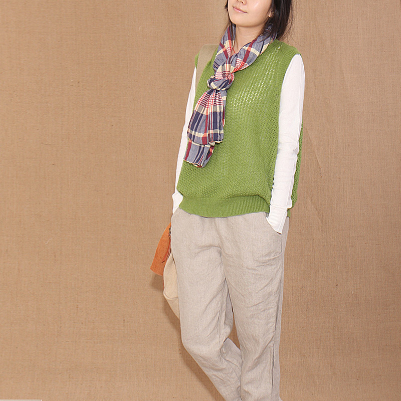 Free shipping Year loose large sheep sweater vest solid color cutout all-match pullover sweater female
