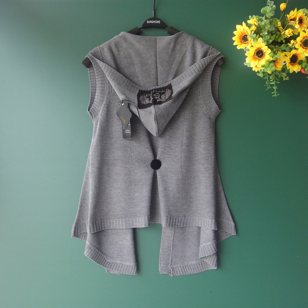 free shipping Yo hot-selling good looking solid color all-match vest hooded outerwear sweater