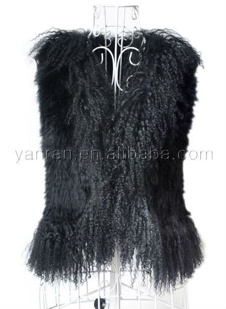 Free shipping YR-022 knitted rabbit fur vest with mongolia fur trimming ~wholesale~retail~OEM