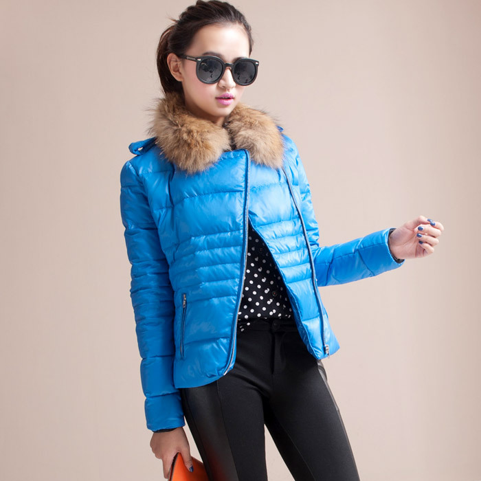 FREE SHIPPING Z 2012 winter new arrival female front fly zipper fashion slim waist short design down coat