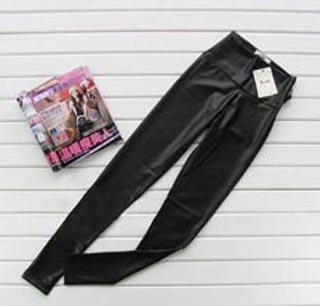 free shipping Z fashion abdomen drawing dull high waist faux leather pants plus velvet tights legging boots pants tt