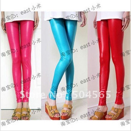 Free Shipping Za-01,2012 New Women PU Leather Leggings,Lady Fashion za.ra Pants,Stars Legging/Tights,Candy Colors,S/M/L