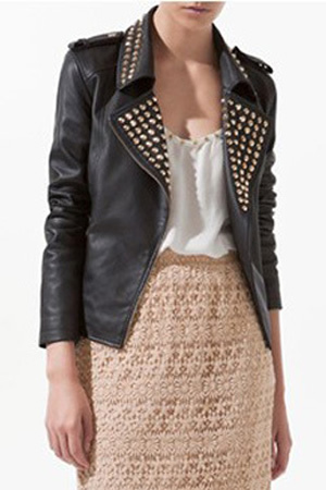 Free Shipping Zar 2013 fashion rivet belt epaulette oblique zipper leather clothing short design