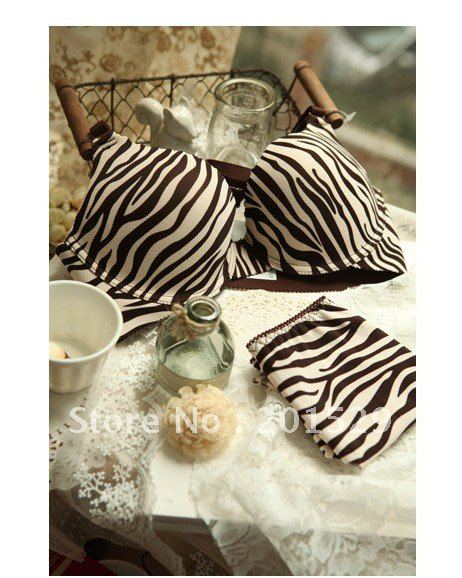 free shipping zebra Stripe one piece seamless push up underwear bra set bra