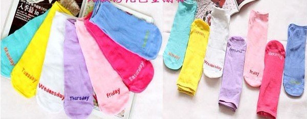 Free Shipping14pcs Pure color weeks socks seven pairs of socks seven days a good mood creative solid color socks weeks socks
