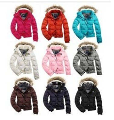 Free shipping2012New style warm ladies' Coat down Jackets hoodie Pink Blue Red White Black Gray Orange Brown SZ S M L WC027